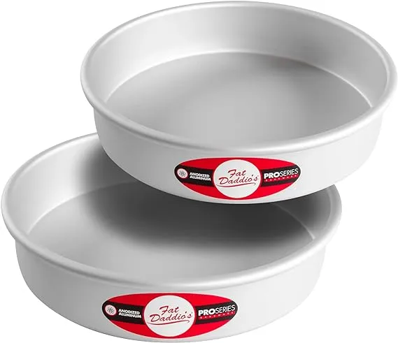 Fat Daddio's Anodized Aluminum Round Cake Pans, 2 Piece Set, 9 x 2 Inch