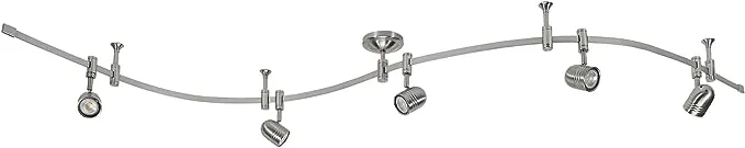 Catalina Lighting 96" Track Ceiling Light, Brushed Nickel, Transitional 5-Light LED Flex Track, Bulb Included, for Kitchen, Living Room, Home