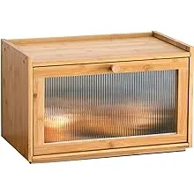 Bamboo Bread Box for Kitchen Counter-Large Capacity Bread Storage Container Farmhouse Bread Box with Window Bread Holder,Bread Storage Bin. (Nature)Bamboo Bread Box for Kitchen Counter-Large Capacity Brea…