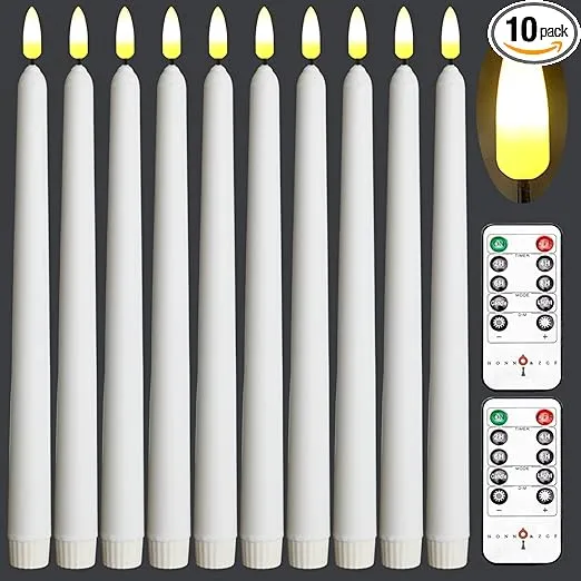 NONNO & ZGF Flameless Taper Candles WAX Coverd LED Battery Candle with 2 Remote