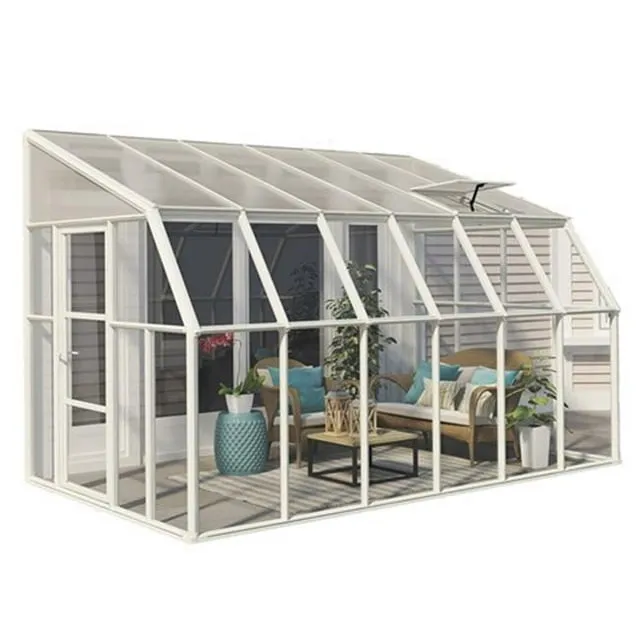 Palram - Canopia Sun Room 8' x 12' Polycarbonate Walk-In Greenhouse - White - with Roof Vent