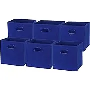 6 Pack - SimpleHouseware Foldable Cube Storage Bin, Dark Blue