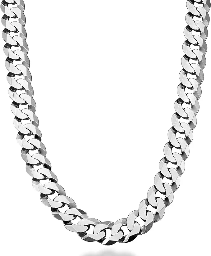 Miabella Solid 925 Sterling Silver Italian 12mm (1/2 inch) Solid Diamond-Cut ...