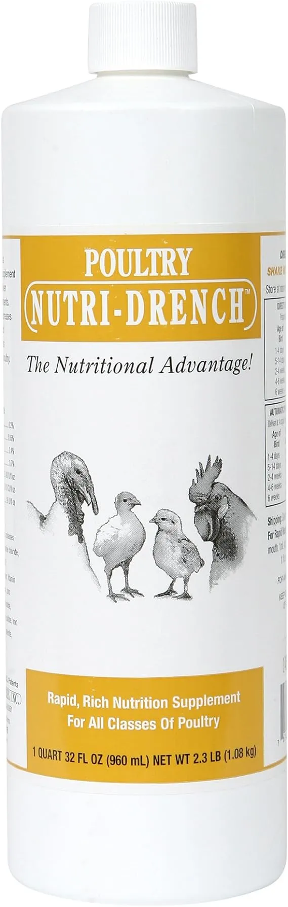 BOVIDR LABORATO 617407594416 Nutri-Drench Poultry Solution 4 FL OZ, Multicolor