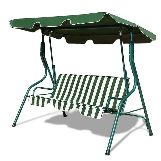 Costway 3 SEATS Patio Canopy Swing Glider Hammock Cushioned Steel Frame Backyard Coffee