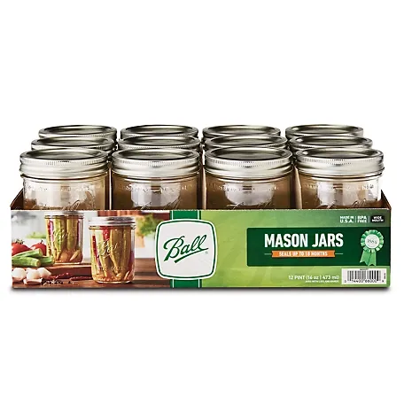 Ball 66000 1 Pint Wide Mouth Can Or Freeze Canning Jars 12 Count Case