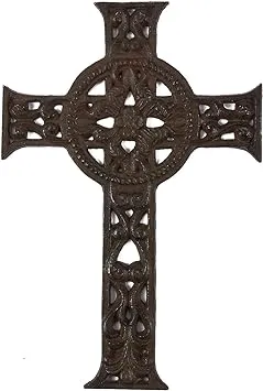 Juvale Wrought Iron Cross Decoration - Rustic Celtic Cross, Metal Cross for Christian and Religious Art Lovers, Dark Bronze