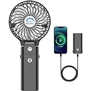 Handfan 5200mAh Akku Ventilator Tragbarer Handventilator Kleiner Ventilator Batterie mit Powerbank USB 180° Faltbarer Desktop Fan Persönlicher 3