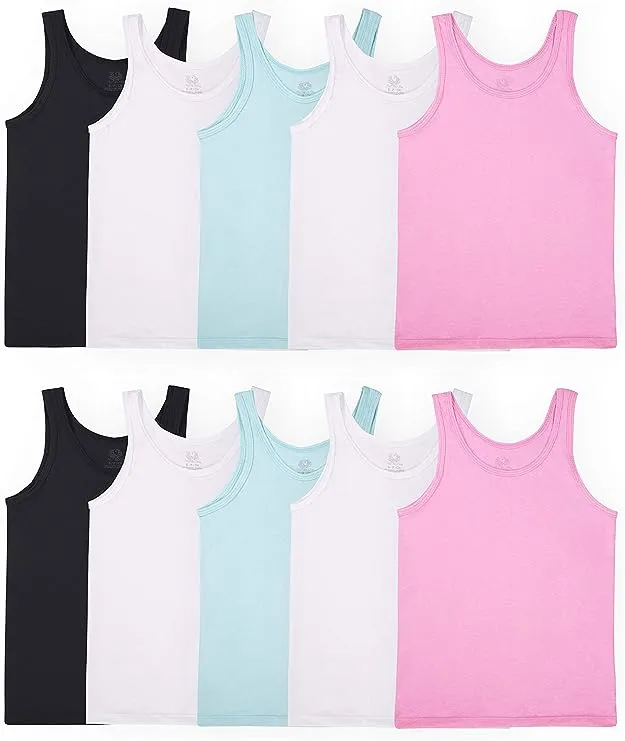 Fruit of The Loom Girls Undershirts (Camis & Tanks) Tank-10 Pack-Assorted Medium