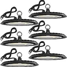 Sunco 6 Pack UFO LED High Bay Light, Plug & Play Lighting for Warehouse, 5000K Daylight, 150W, Power Cord Included, 19500 LM, 120VAC, IP65 Waterproof Shatterproof Fixture - UL ListedSunco 6 Pack UFO LED High Bay Light, Plug & Play Lighti…