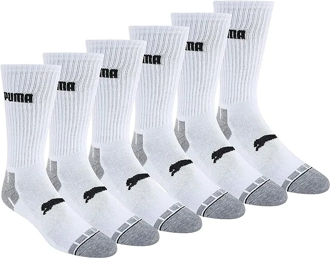 PUMA mens 6 Pack Crew Socks