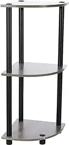 Furinno Turn-N-Tube 11.6 W x 11.6 D x 29.6 H 3-Shelf Decorative Shelves, Gray and Black