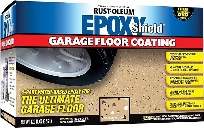 RustOleum 251966 Epoxy Floor Coating Kit - Tan Gloss