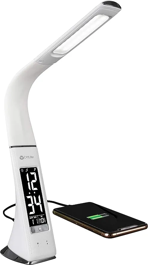 OttLite Thrive LED Desk Lamp with Clock and Sanitizing