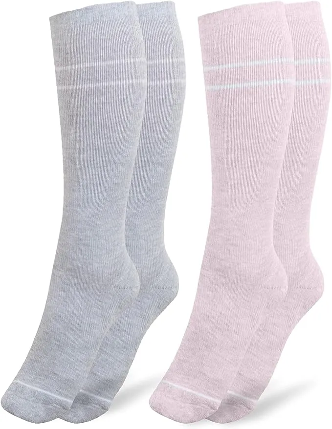 Kindred Bravely Premium Maternity Compression Socks (2-Pack) | Soft Pink & Grey Heather