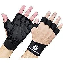 Fit Active Sports New Ventilated Weight Lifting Workout Gloves with Built-in Wrist Wraps for Men and Women - Great for Gym Fitness, Cross Training, Hand Support & Weightlifting.