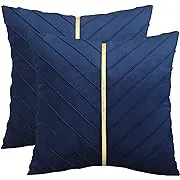  Velvet Throw Pillow Covers 18x18 inch Pack of 2 with Gold 18&#034;L x 18&#034;W Black