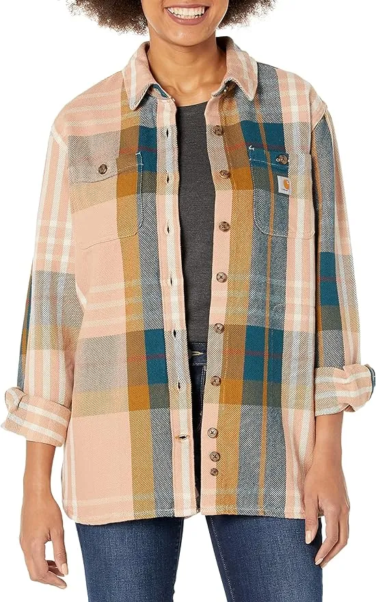 Carhartt Women's Loose Fit Heavyweight Twill Long-Sleeve Plaid Shirt