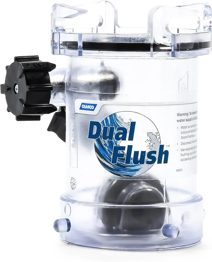 Camco Dual Flush Camper & RV Holding Tank Rinser - Features 2-Way Jet Cleaning Action That Helps Reduce Odors and Malfunctions in RV Holding Tanks and Hoses - RV Black Tank Cleaner (39072)