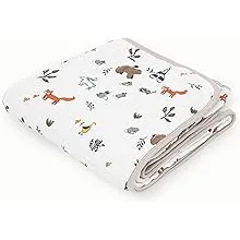 Little Unicorn – Forest Friends Cotton Muslin Quilt Blanket | 100% Cotton | Super Soft | Babies and Toddlers | Large 47” x 47” | Machine Washable