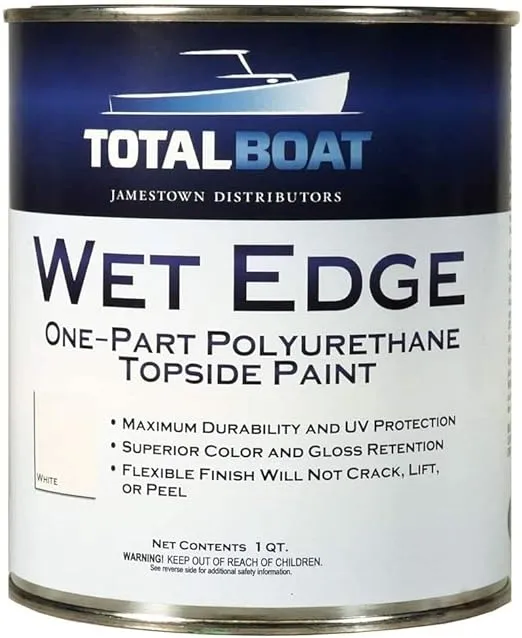 TotalBoat - 365399 Wet Edge Marine Topside Paint for Boats, Fiberglass, and Wood (White, 1 Quarts (Pack of 1))