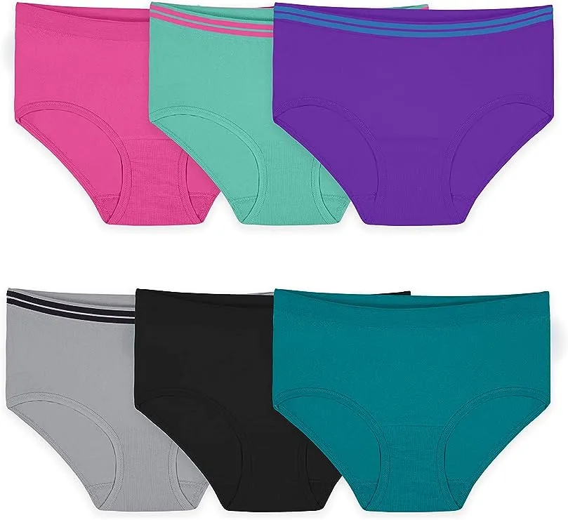 Fruit of The Loom Girls' Seamless Classic Briefs, Assorted 6 Pack