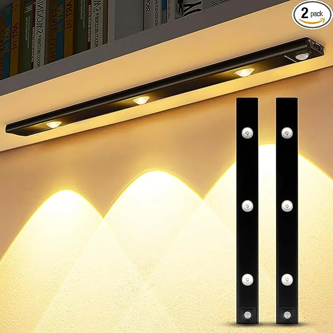 GARTO LED Under Cabinet Lights USB Rechargeable, Slim Closet Lights Motion ...