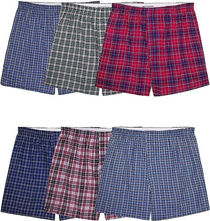 Fruit of the Loom Men's Woven Boxers, 6 Pack, Sizes S-3XL