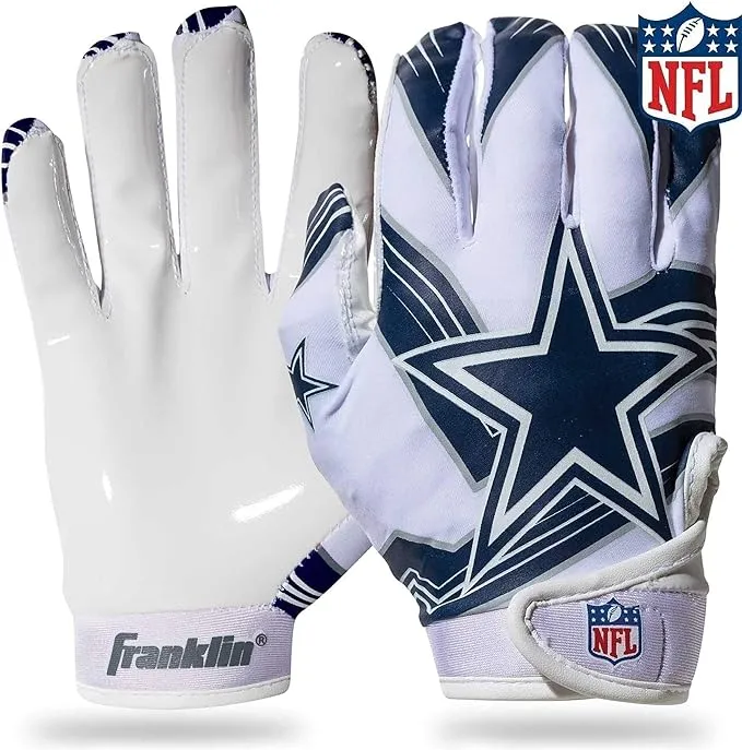 Franklin Sports Dallas Cowboys Youth NFL Football Receiver Gloves - Receiver Gloves For Kids - NFL Team Logos and Silicone Palm - Youth M/L PairFranklin Sports Dallas Cowboys Youth NFL Football…