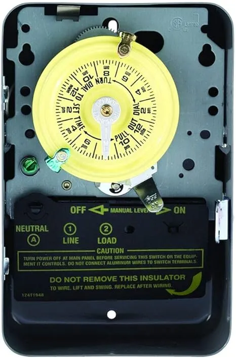 Intermatic T101 24-Hour Mechanical Time Switch, 120 VAC, 60Hz, SPST, Indoor Metal Enclosure, 1 Hour Interval