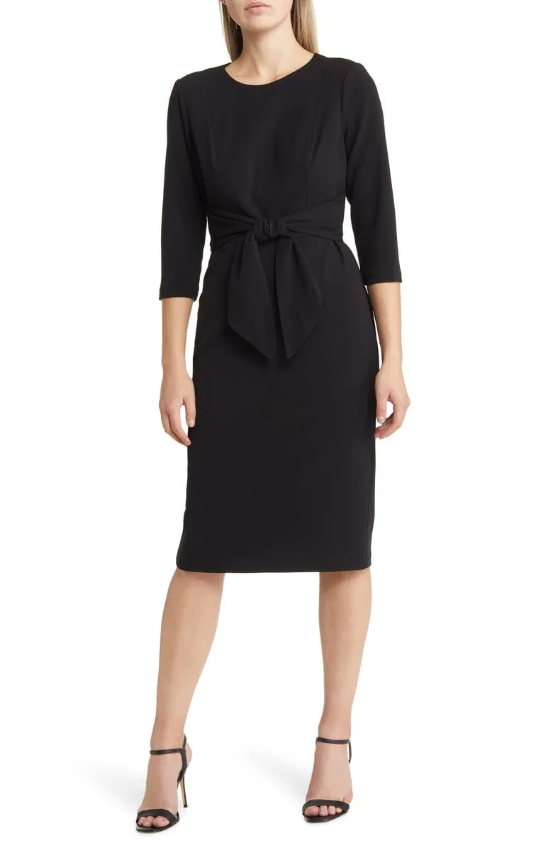 Women's Tie-Front 3/4-Sleeve Crepe Knit Dress
      
          Women's Tie-Front 3/4-Sleeve Crepe Knit Dress