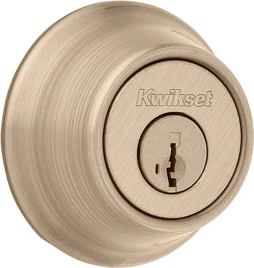 Kwikset 660 Single Cylinder Deadbolt featuring SmartKey® in Antique Brass