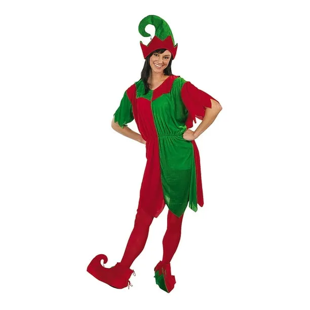 Fun Express Women's Elf Costume, Standard Size, Velour, Great For Christmas Parades and Events