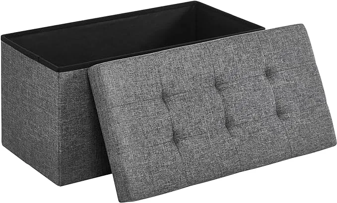 SONGMICS 43" Folding Storage Ottoman Bench Holds up to 660 lb For Living Room Dark Gray