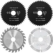 3-3/8 Inch Circular Saw Blade Set Diameter 85mm, 4-Pieces Metal Cutting Circular Saw, TCT/HSS/Diamond Saw Blades for Wood, Plastic, Metal, Tile Cutting, 3/5 Inch Arbor