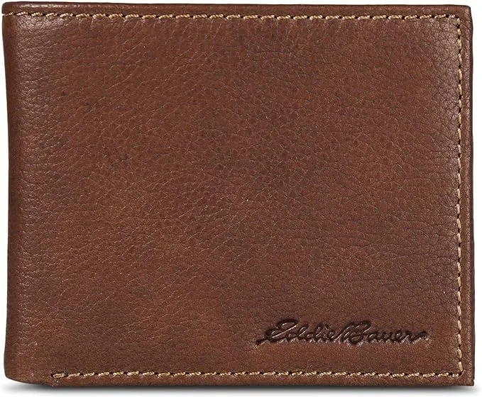 Eddie Bauer Men Signature Leather Bifold Passcase Wallet