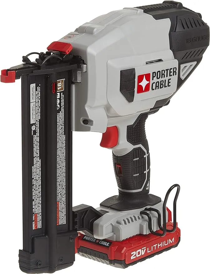 PORTER-CABLE 20V MAX* Cordless Brad Nailer Kit with 1 Battery, 18GA (PCC790LA)