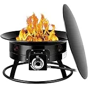 Camplux Portable Propane Gas Fire Pit, Outdoor Gas Fire Bowl with Cover, Carry Kit and Natural Lava Rocks, Auto-Ignition 19 Inch Diameter