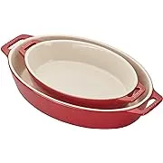 Staub Ceramic 2-Piece Oval Baking Dish Set - Cherry