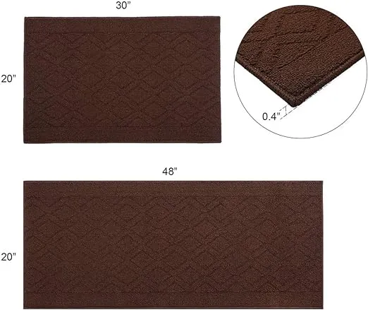 COSY HOMEER 48x20 Inch/30X20 Inch Kitchen Rug Mats Made of 100% Polypropylene 2 Pieces Soft Kitchen Mat Specialized in Anti Slippery and Machine Washable,BrownCOSY HOMEER 48x20 Inch/30X20 Inch Kitchen Ru…