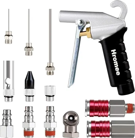 High Flow Air Blow Gun Kit With Nozzles Tips And Extensions 13 Pieces Air Compre