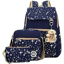 Star Print Girls Canvas Backpacks Set for School, School Bags Bookbags for Teenage Girls, with Crossbody Bag, 3 PiecesStar Print Girls Canvas Backpacks Set for School, Sc…