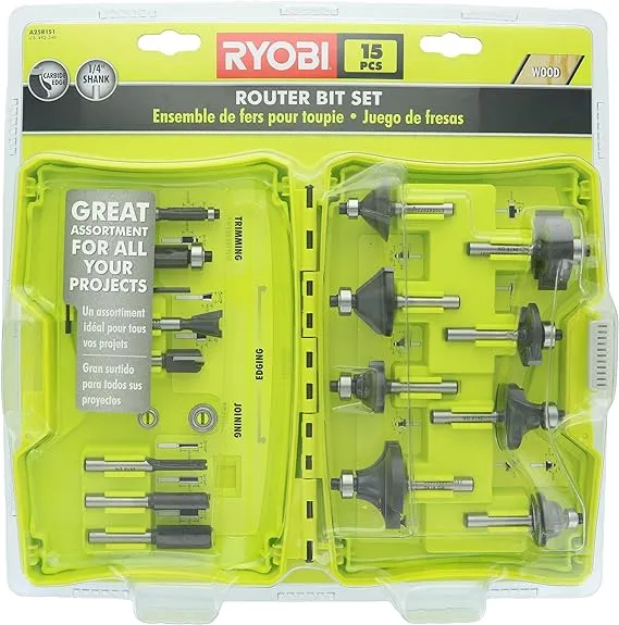 RYOBI Shank Carbide Router Bit Set (15-Piece)