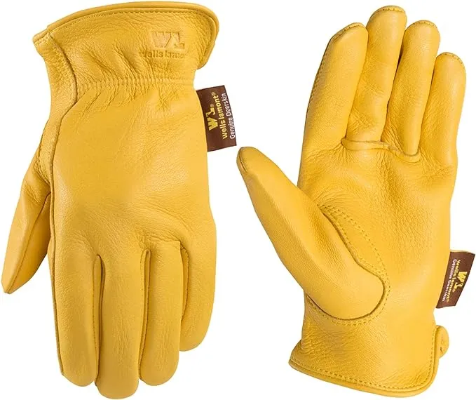 Men's Deerskin Full Leather Light-Duty Driving Gloves, Extra Large (Wells Lamont 962), Gold