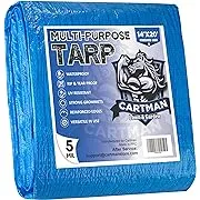 CARTMAN Finished Size 8x10 Feet Blue Poly Tarp 5 Mil Thick