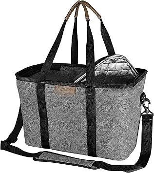  SnapBasket Reusable Grocery Shopping 30L Tote Bag Heather Grey/Black Insulated