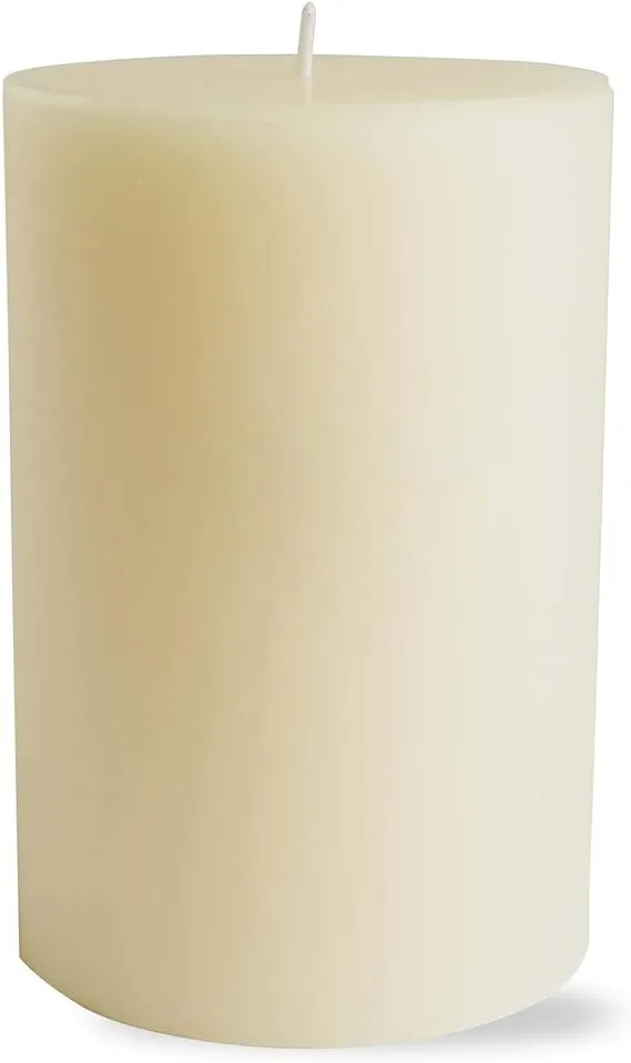 Tag 4" x 6" Unscented Long Burning Pillar Candle in Ivory