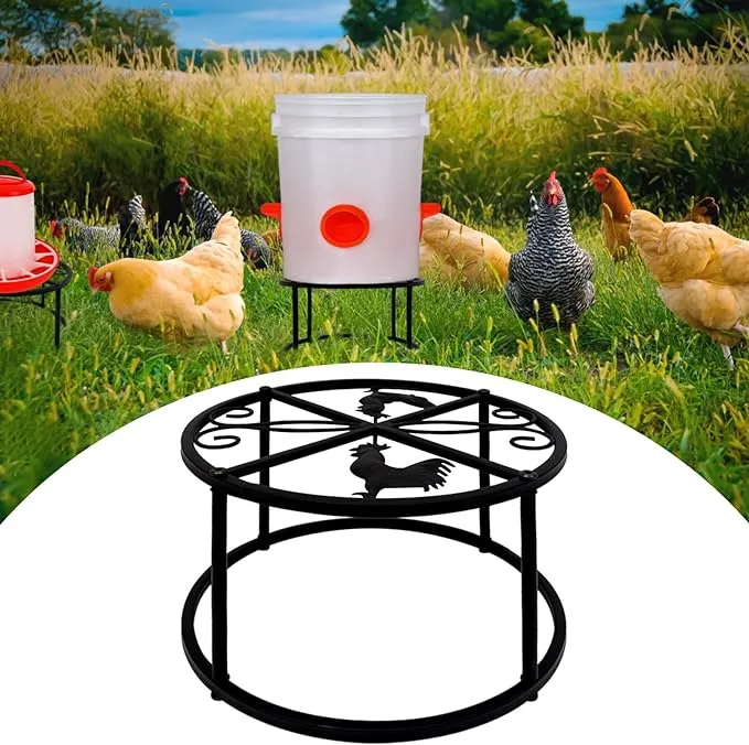 2Pcs Metal Stand for Chicken Feeder Waterer Heavy Duty Chicken Water Feeder Stand Holder with 4 Legs Iron Chicken Waterer Bucket Barrel Stand Rectangular Support Rack for Coop Poultry Indoor Outdoor2Pcs Metal Stand for Chicken Feeder Waterer Heavy Duty C