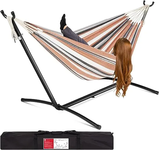 Best Choice Products Double Hammock with Steel Stand, Desert