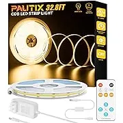 PAUTIX COB LED Strip Light 32.8ft/10m 4800LEDs Warm White 2700K,CRI93+ Super Bright High Lumen,Dimmable 24V Flexible LED Tape Light with RF Remote,24V 2A/48W Power Supply,for Home&Office DIY LightingPAUTIX COB LED Strip Light 32.8ft/10m 4800LEDs War…